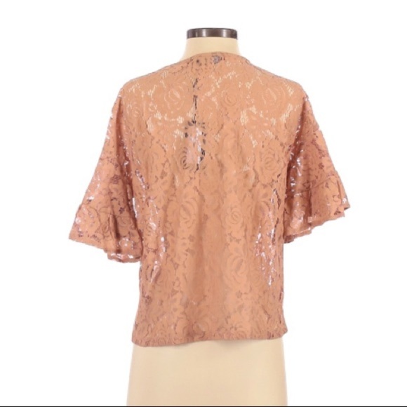 Vertigo | Lace 3/4 Sleeve Top New With Tags NWT Peach Pink Pastel Beige - Picture 5 of 7